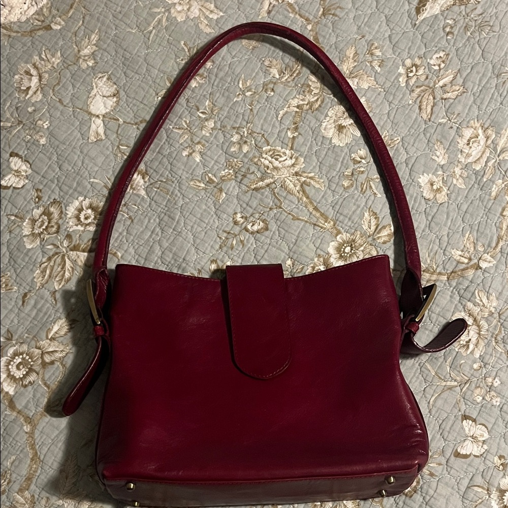 Red Leather Shoulder Bag by Franchetti Bond